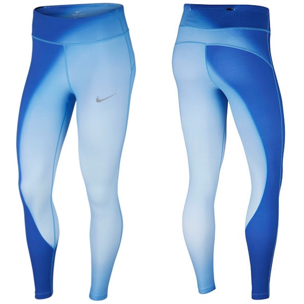 NWT NIKE LUX BLUE GRADIENT RUNNING LEGGINGS TIGHTS